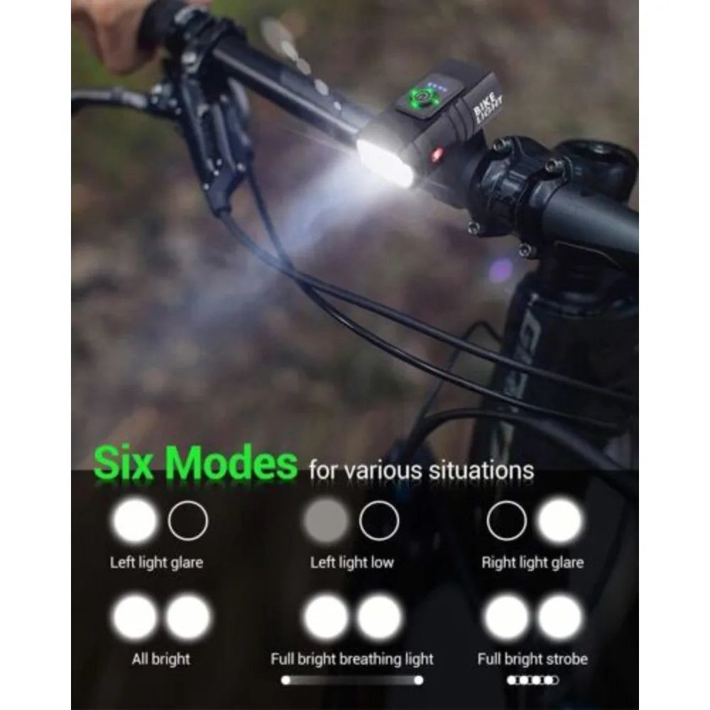 Mountain Bike Lights USB Rechargeable Bicycle T6 LED Torch Front Rear Lamp Set