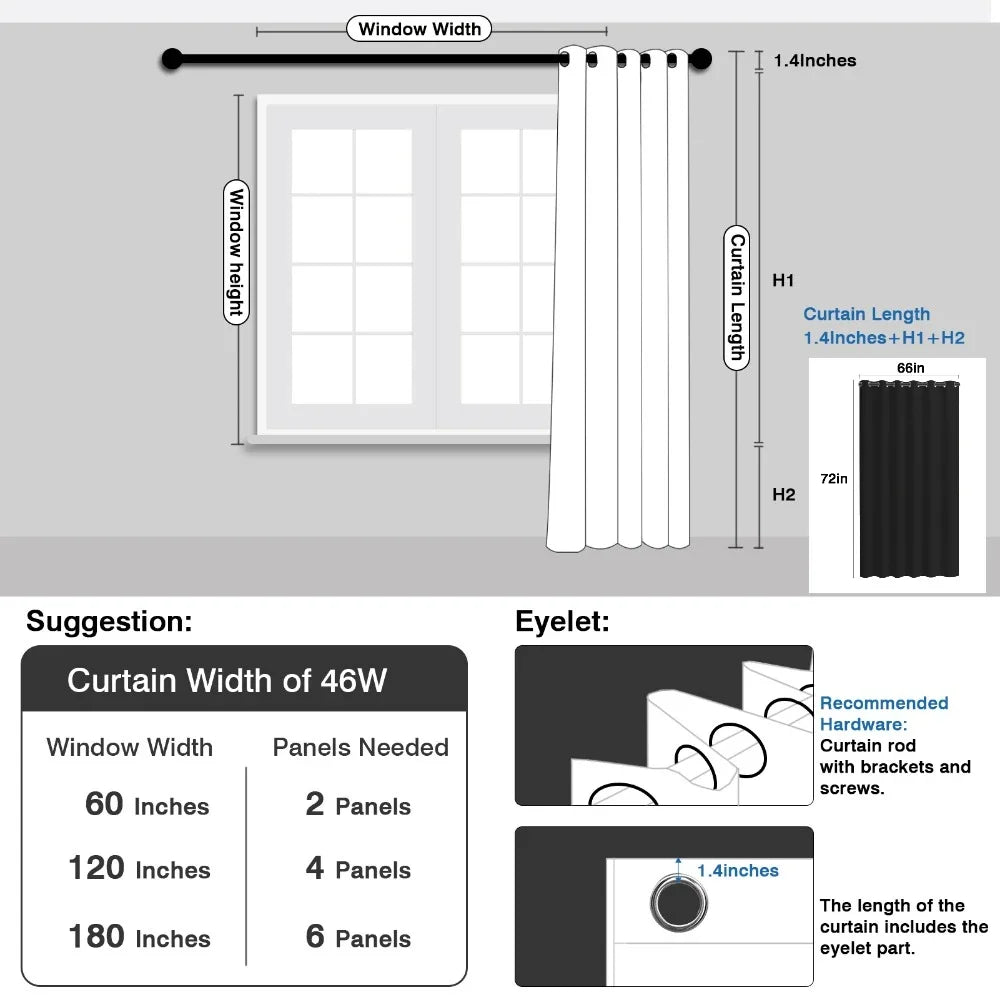 1PC 90% Blackout Curtain for Bedroom Living Room Window Screen Thermal Insulated Light Reducing Shade Drapes