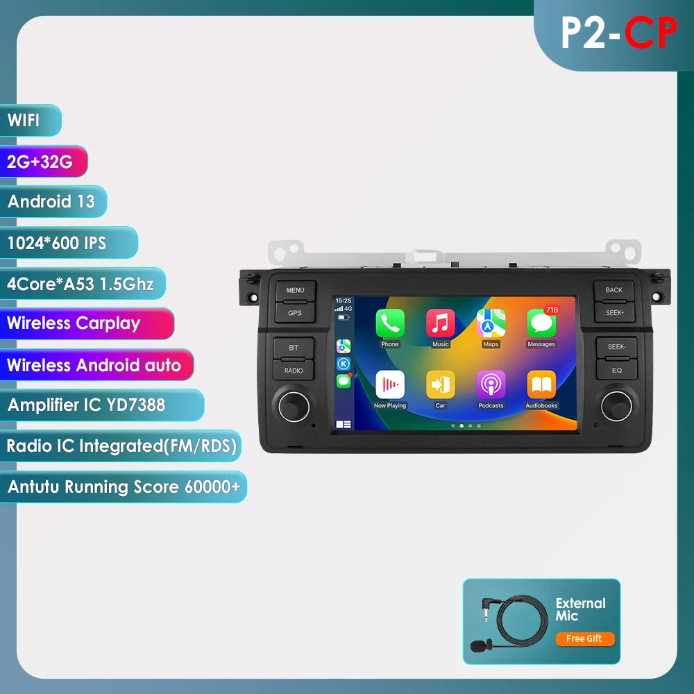 7''DSP System 2 Din Android 13 Auto Radio Car Multimedia Player For BMW E46 CarPlay 4G GPS 2din Autoradio