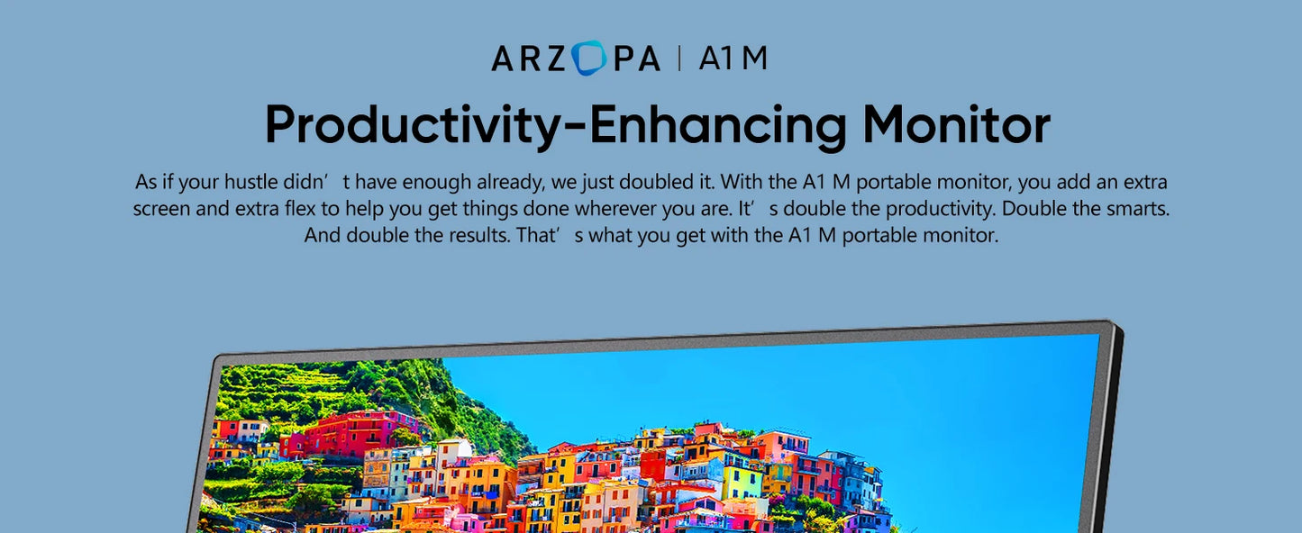 ARZOPA Portable Monitor 17.3'' 1080P HDR IPS Kickstand Speakers for PC Mac Phone Xbox Switch PS HDMI USB External Laptop Screen
