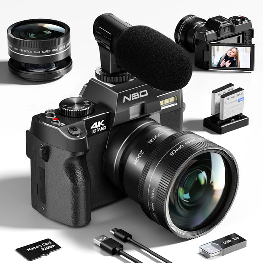 NBD Compact Digital Photography Camera 4K WIFI Web Cam Vintage Video Recorder 48MP Camcorder 3" Flip Screen