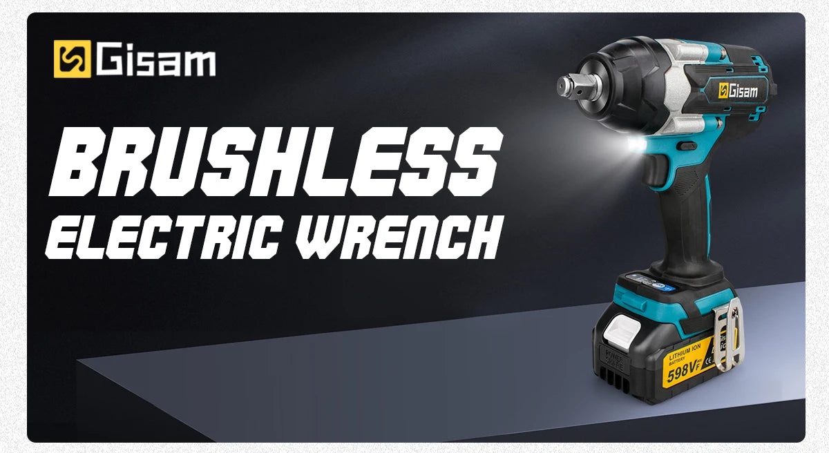 Gisam Torque Brushless Electric Impact Wrench 1/2 inch Impact Gun Cordless Wrench Power Tool For Makita 18V Battery Pin