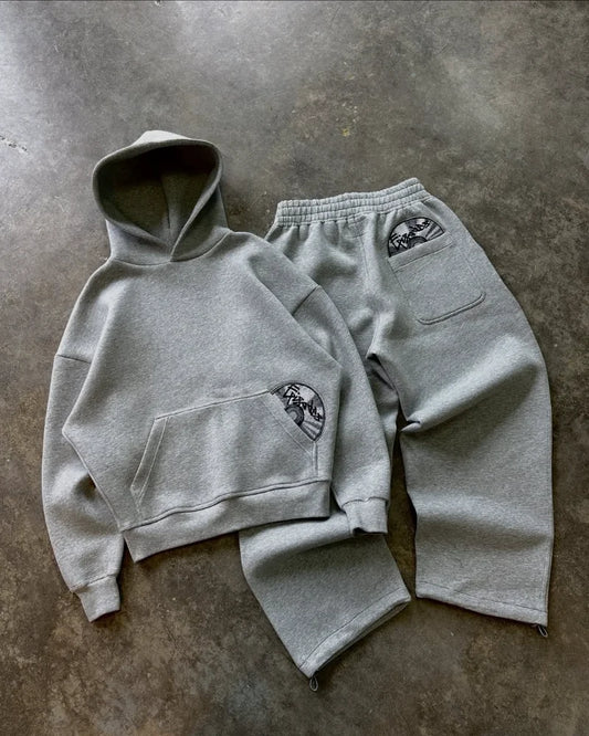 Street wear Mens Tracksuit set embroidery design jumper oversized casual loose sports suit