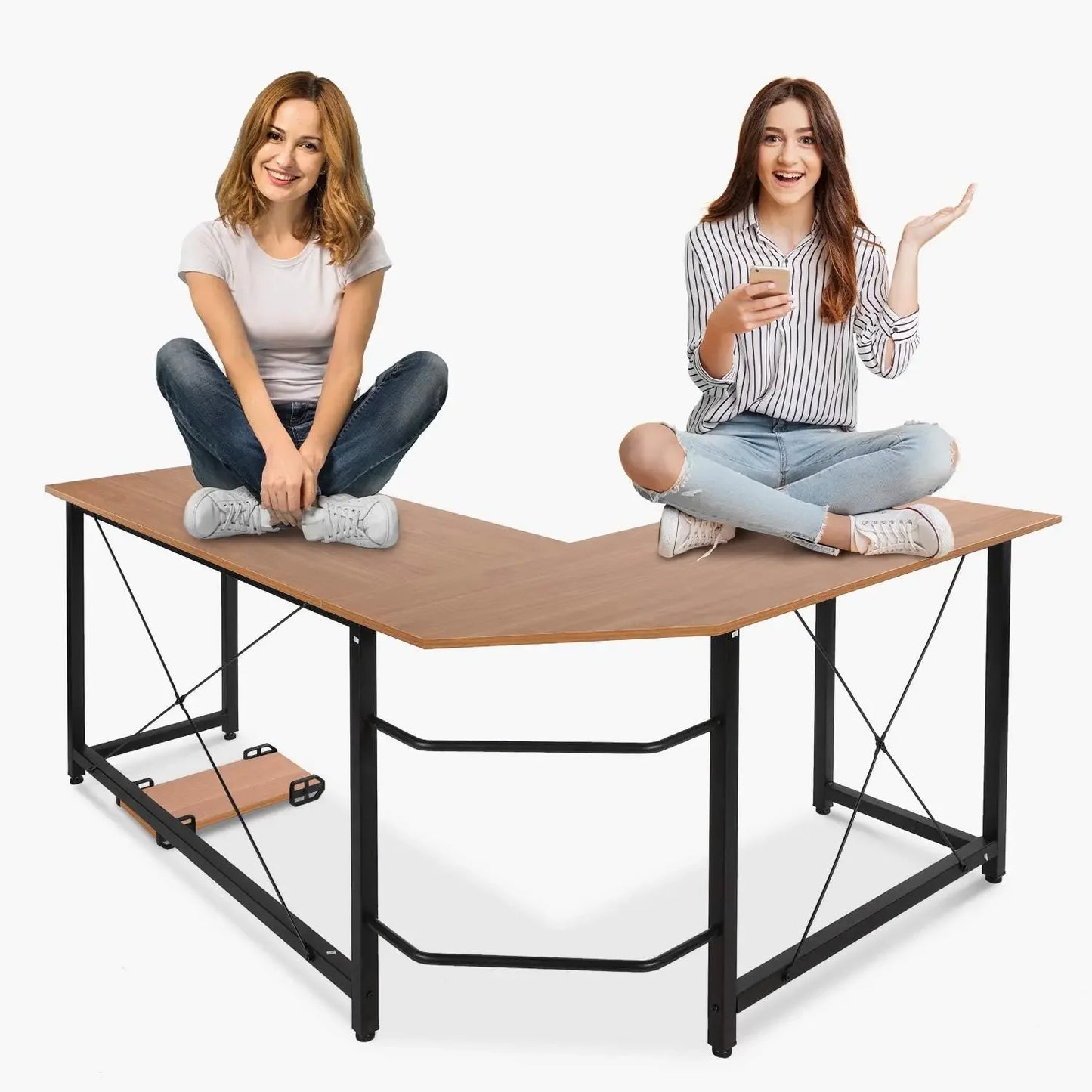 Homfa 66"(176cm) L Shape Desk Computer Gaming Laptop Desk Home Office Corner Workstation Table Study Desk 190cm x 120cm x 75cm