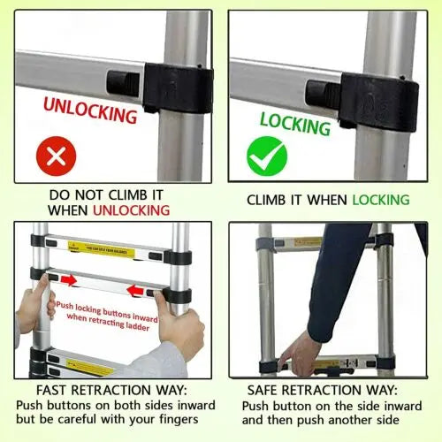 8.5FT/2.6M Multi-Purpose Folding Telescopic Ladder for Decorating Painting Indoor Outdoor,Extendable Portable Loft Ladder 150kg