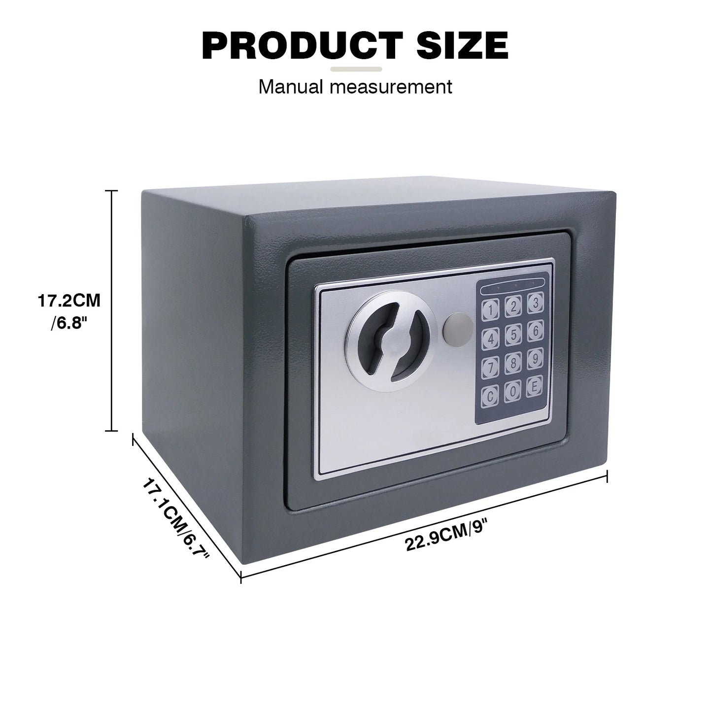 Digital Steel Electronic Security Commercial Digital Safe Security Box, Wall Mounted with 2 Keys for Home Office Safe Box,4.6L