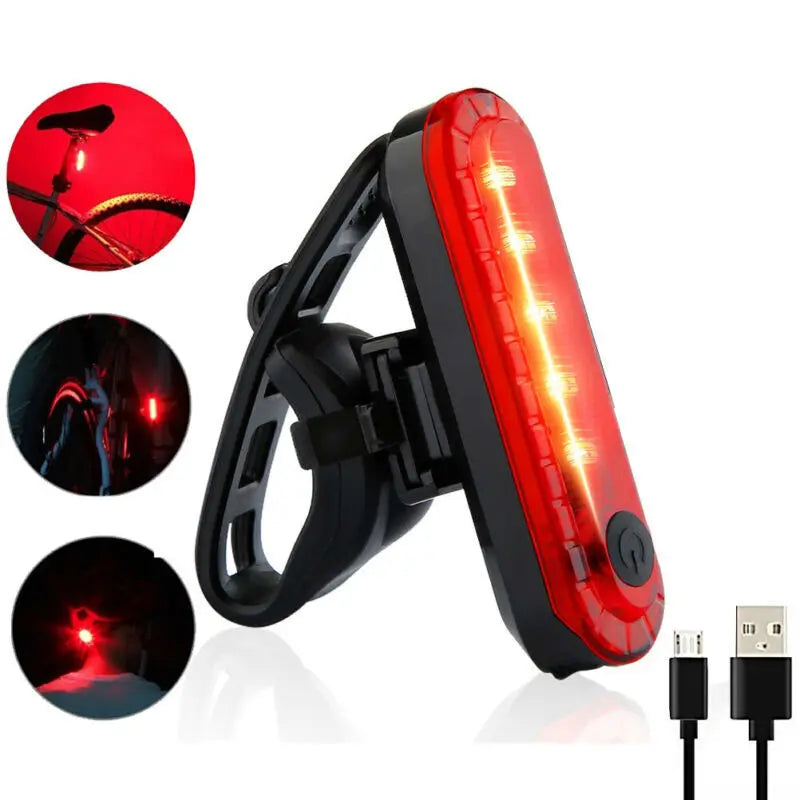 Mountain Bike Lights USB Rechargeable Bicycle T6 LED Torch Front Rear Lamp Set