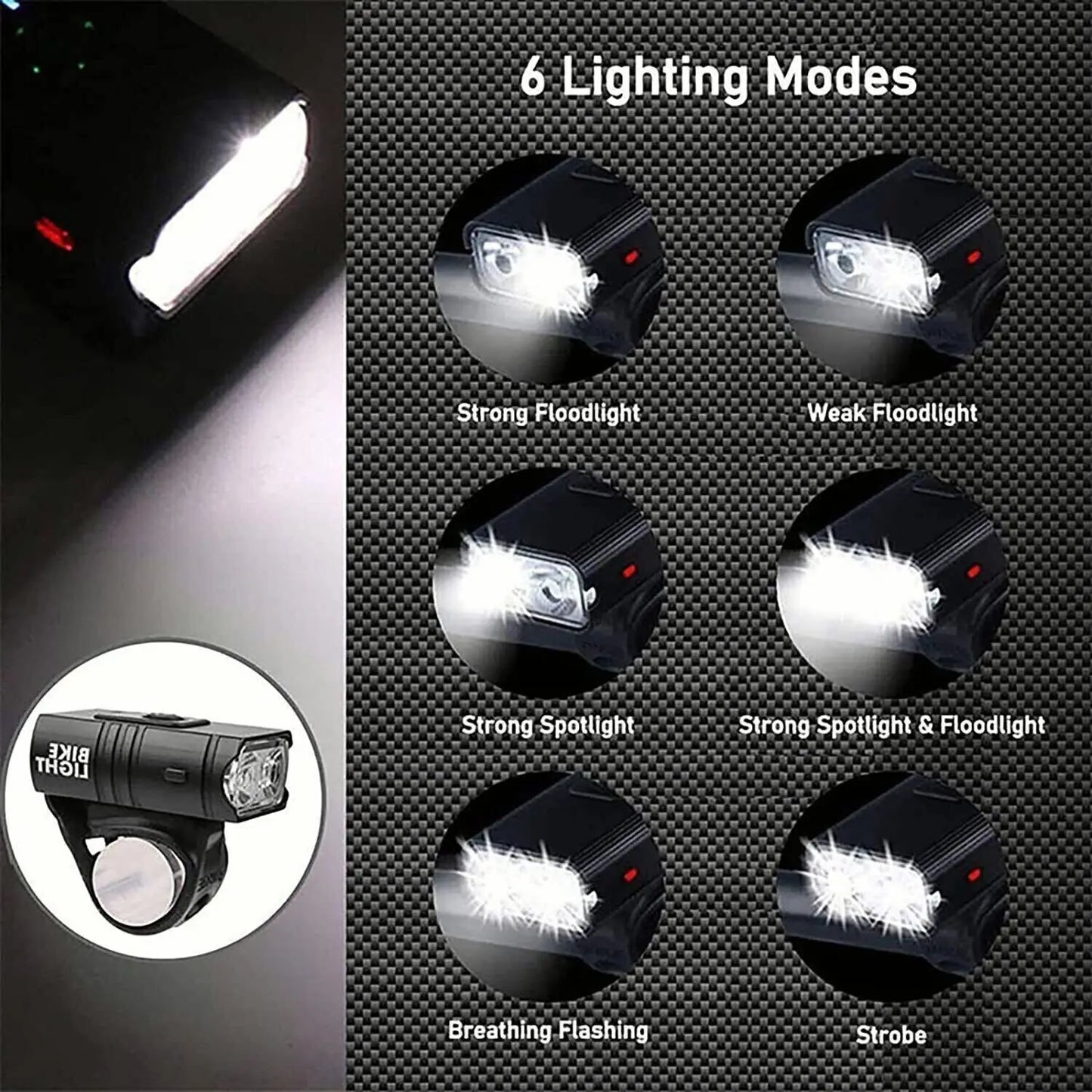 Mountain Bike Lights USB Rechargeable Bicycle T6 LED Torch Front Rear Lamp Set