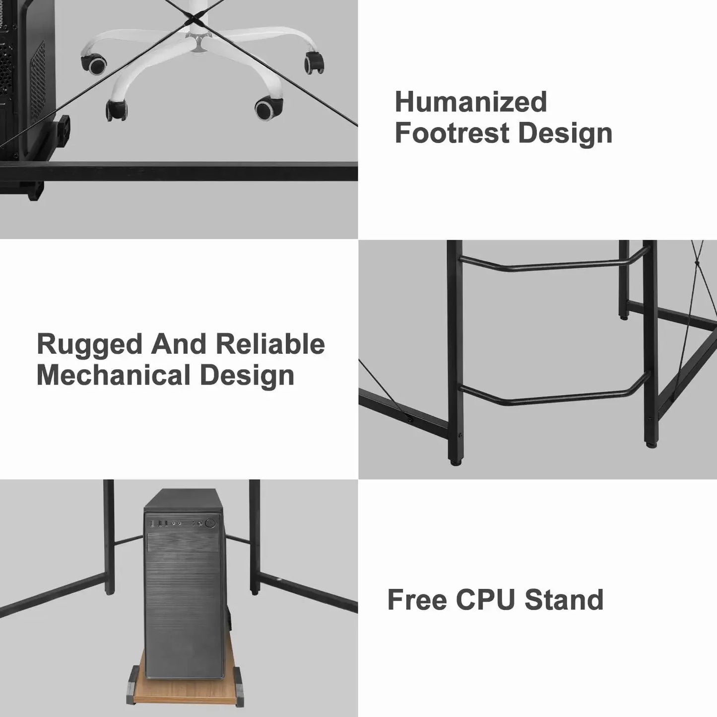 Homfa 66"(176cm) L Shape Desk Computer Gaming Laptop Desk Home Office Corner Workstation Table Study Desk 190cm x 120cm x 75cm