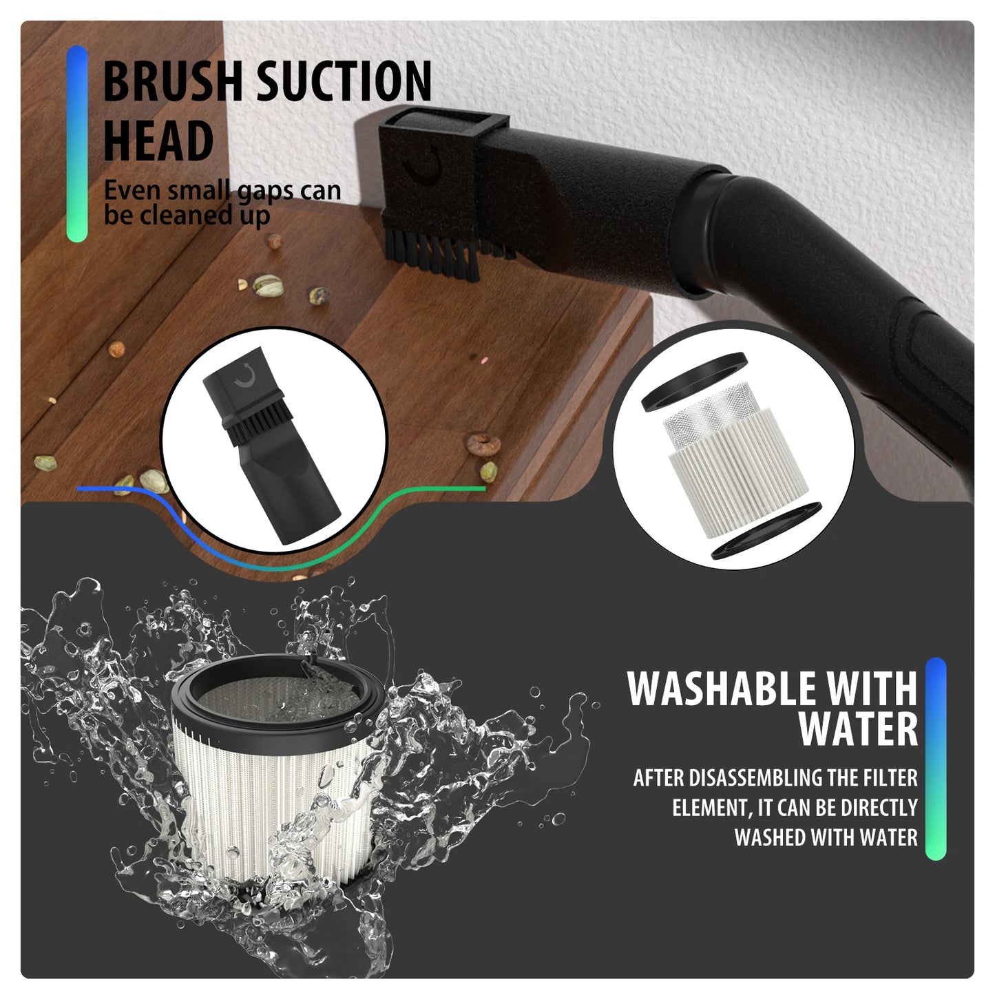 Wet And Dry Vacuum Cleaner with 15L Tank, 1800W, 16Kpa, 3-in-1 Cleaning Vacuum Blow Function, Electric Vacuum Cleaners, 2m Cord