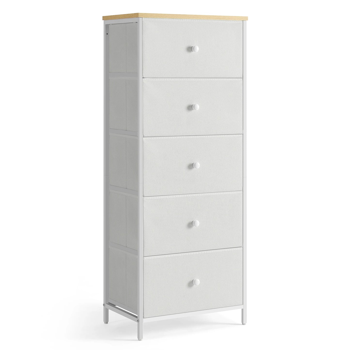 Chest of Drawers Bedroom, Drawer Storage Unit, Dresser with 5 Fabric Drawers, Metal Frame, Tall and Slim, for Closet