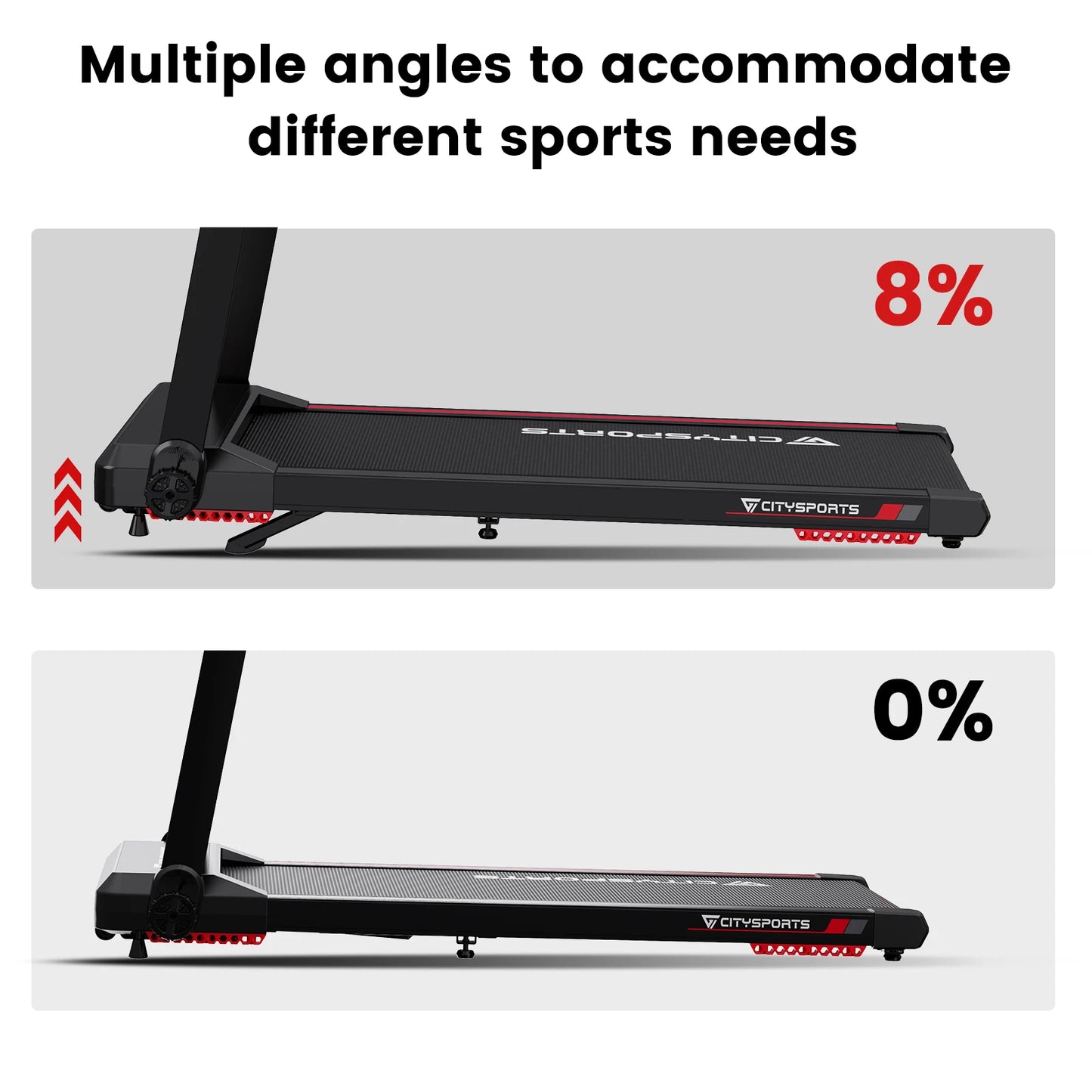 CITYSPORTS PRO Electric Folding Treadmill with Auto Incline - 12 km/h Max Speed, Smart App Control, LED Display, Compact Home & Gym