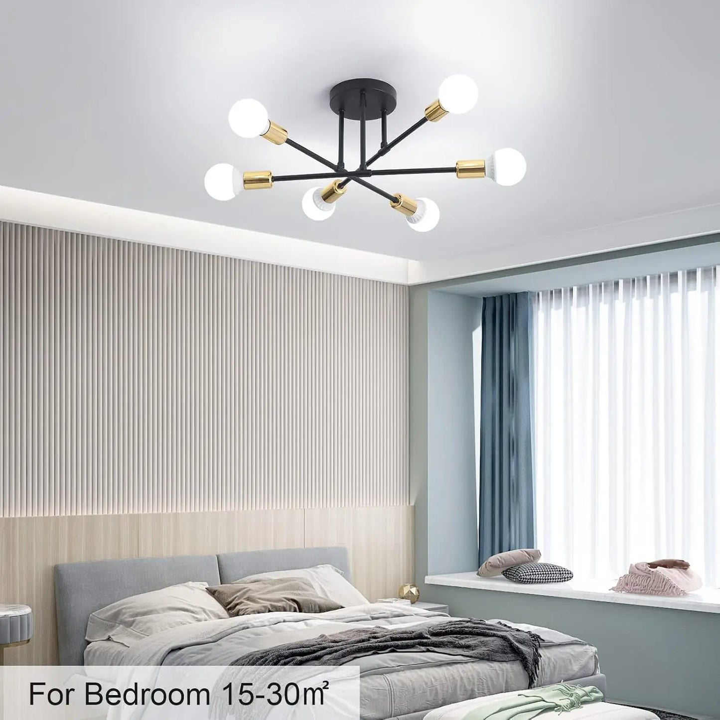 Vintage Industrial Ceiling Lamp for Living Room and Bedroom,Modern Lamps 6 Lights,E27 Base for Kitchen (Without Bulb)