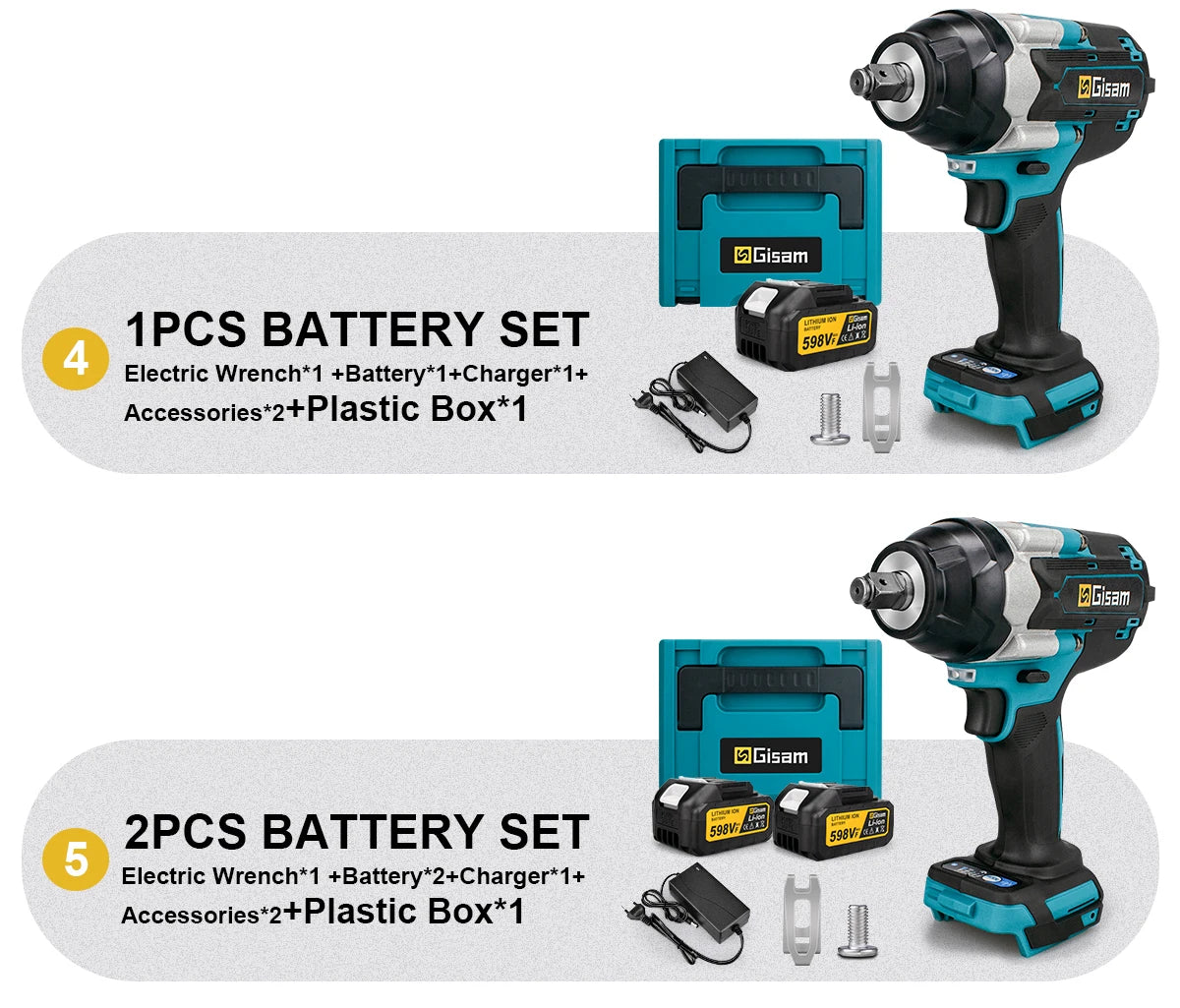 Gisam Torque Brushless Electric Impact Wrench 1/2 inch Impact Gun Cordless Wrench Power Tool For Makita 18V Battery Pin