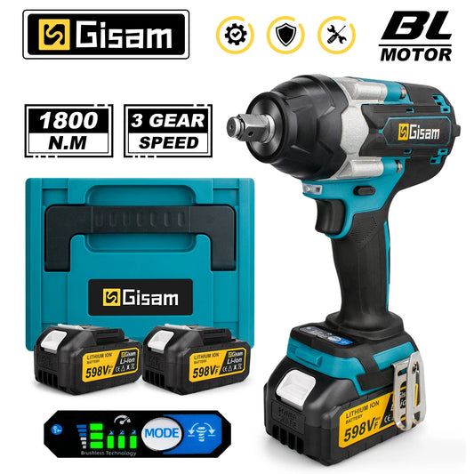 Gisam Torque Brushless Electric Impact Wrench 1/2 inch Impact Gun Cordless Wrench Power Tool For Makita 18V Battery Pin