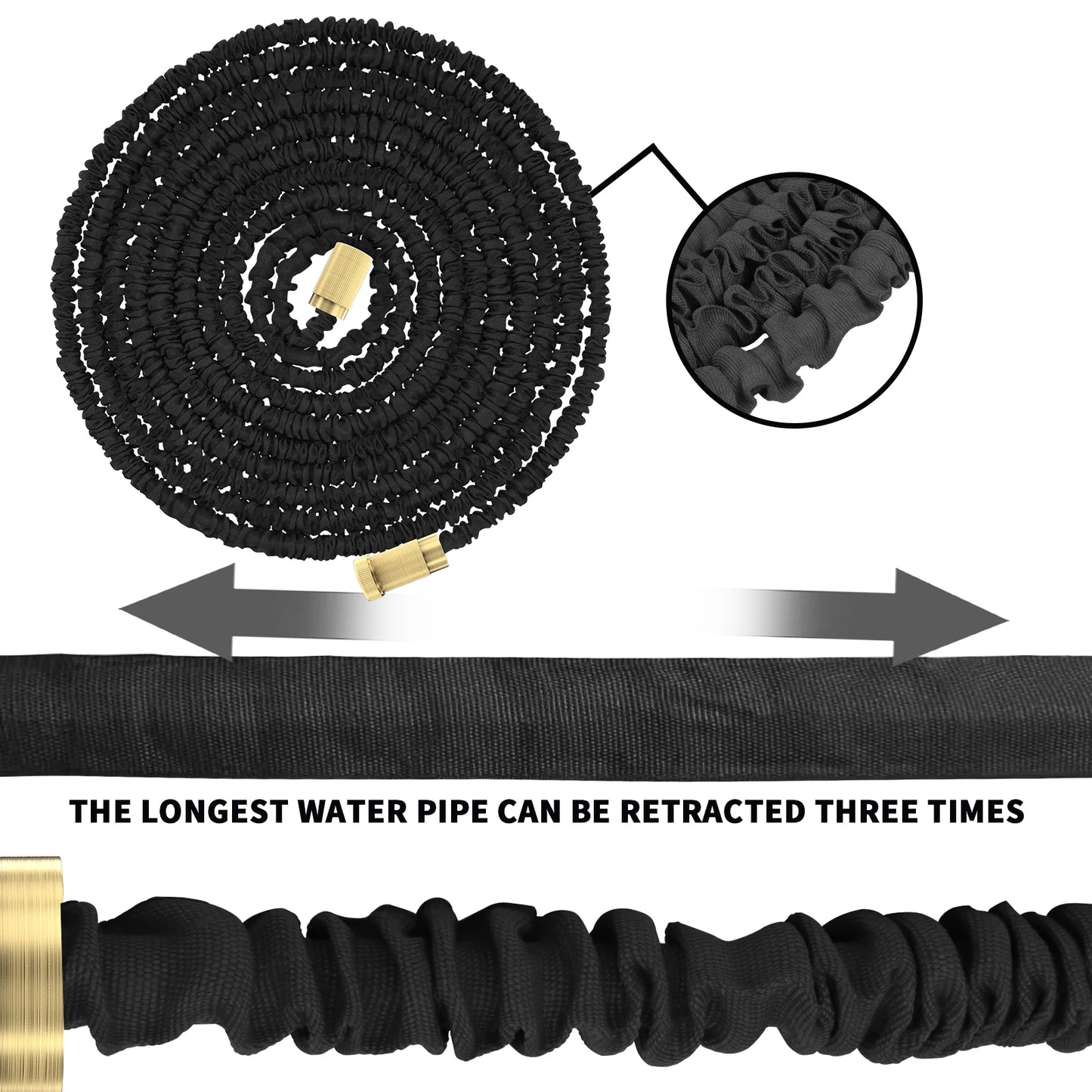 Expandable Garden Hose Water Gun 7 Spray Modes Leak-Proof Kink-Free Lightweight Magic Hose for Watering Washing Cleaning