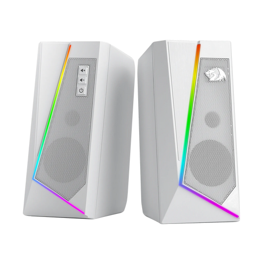 Redragon GS520 RGB Desktop Speakers, 2.0 Channel PC Stereo Speaker with 6 Colorful LED Modes, Enhanced Sound, Black/White/Pink