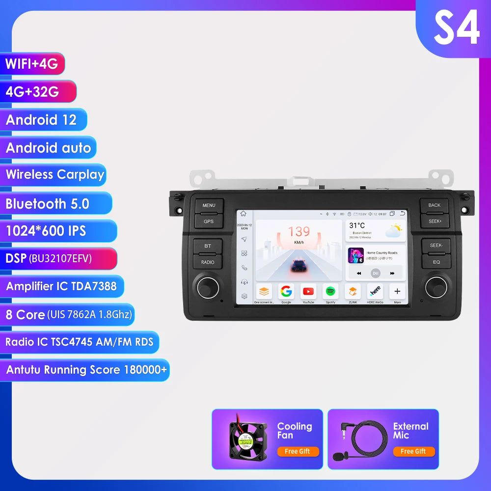 7''DSP System 2 Din Android 13 Auto Radio Car Multimedia Player For BMW E46 CarPlay 4G GPS 2din Autoradio