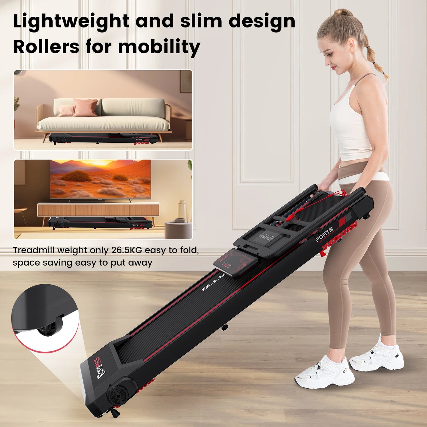CITYSPORTS PRO Electric Folding Treadmill with Auto Incline - 12 km/h Max Speed, Smart App Control, LED Display, Compact Home & Gym