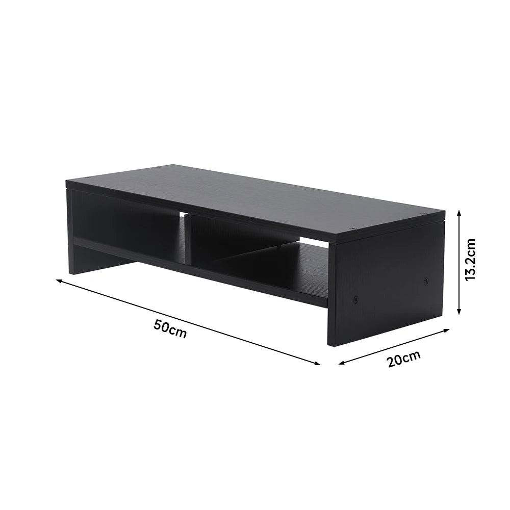 2-Tier Monitor Stand Riser with Shelf Wood Computer Stand Computer Printer Shelf for Laptop Printer PC