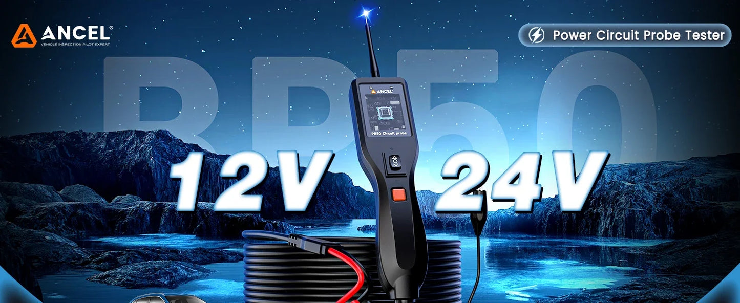 Ancel PB50 Car Circuit Tester Inspection Tool 12V 24V Automotive Power Circuit Probe Kit Electrical System Mechanical Works Tool