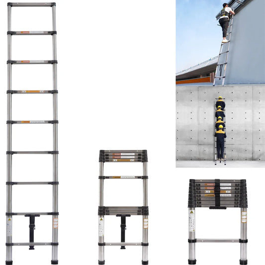 8.5FT/2.6M Multi-Purpose Folding Telescopic Ladder for Decorating Painting Indoor Outdoor,Extendable Portable Loft Ladder 150kg