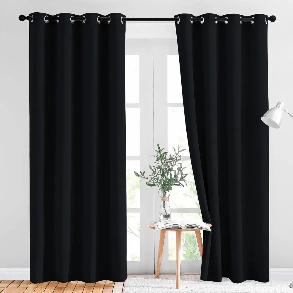 1PC 90% Blackout Curtain for Bedroom Living Room Window Screen Thermal Insulated Light Reducing Shade Drapes