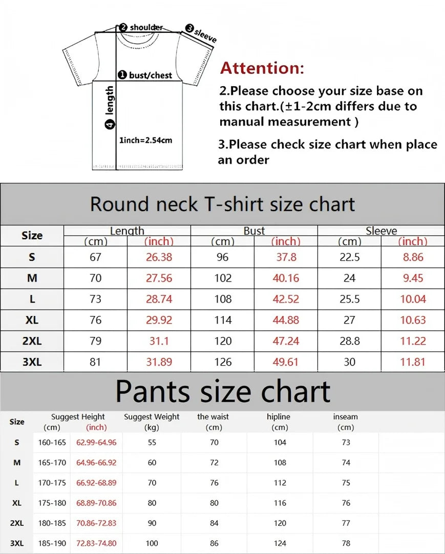 3D digital print Outfit casual fashion short-sleeved T-shirt and long Tracksuit bottoms men's set
