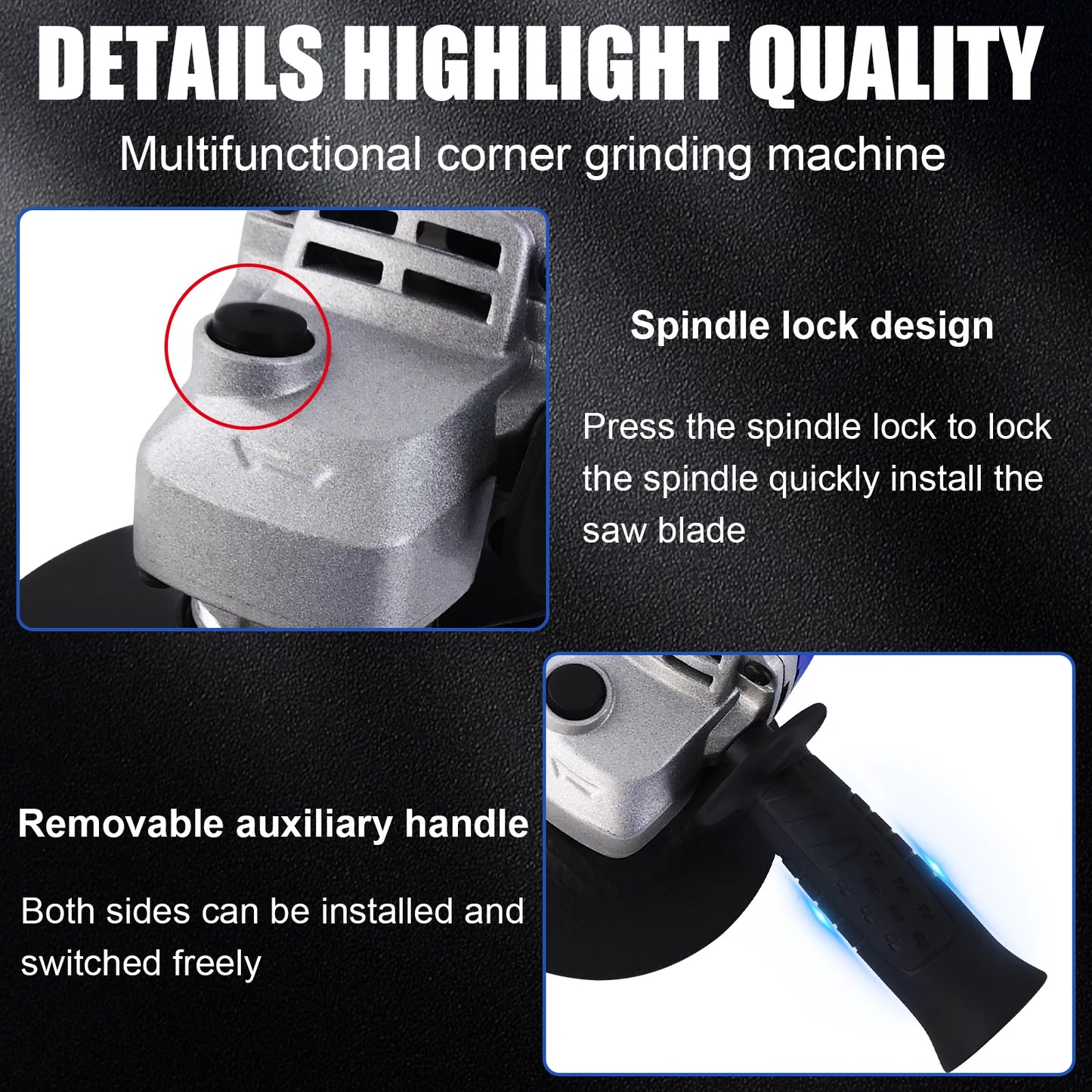 Professional Corded Angle Grinder 900W Angle Grinder for Cutting, Sanding, Polishing and Grinding, 12000RPM Speed,115mm Disc