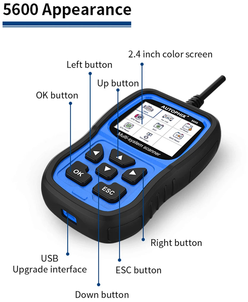 AUTOPHIX 5600 All System OBD2 Scanner Diagnostic EPB ABS Oil TPS Car Code Reader for VW/Audi Group TPMS Engine Battery Registration