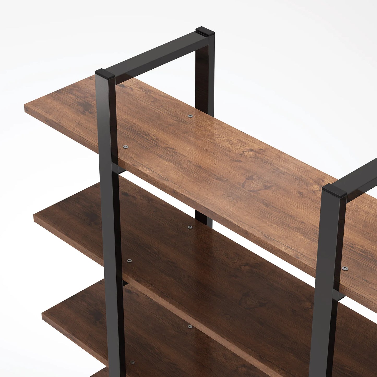 Tribesigns Industrial Bookshelf, Tall Bookcase with Open Shelves, Wood and Metal Display Shelf Storage Shelves