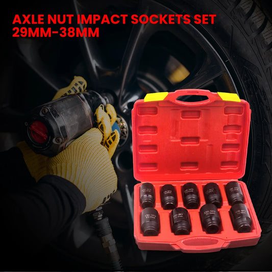 9X Deep Impact Socket Set 1/2" Drive Metric Axle Hub Nut Socket 29-32-38mm