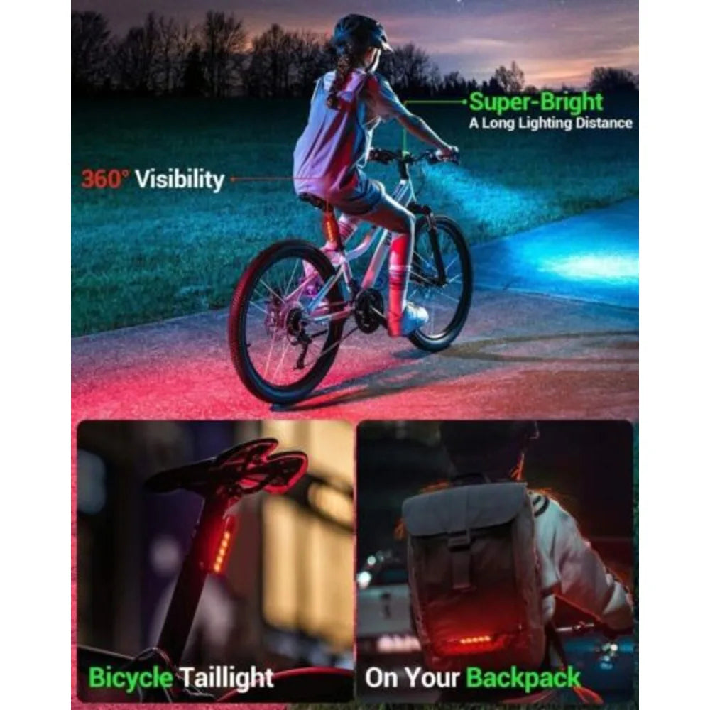 Mountain Bike Lights USB Rechargeable Bicycle T6 LED Torch Front Rear Lamp Set