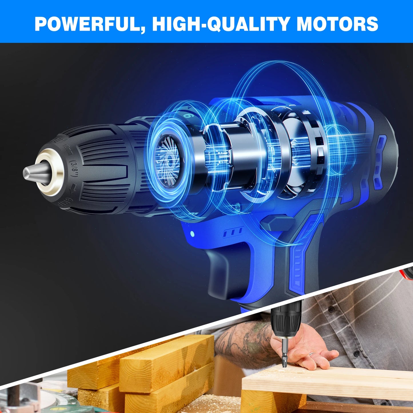 21V Cordless Power Drill,Handheld Screwdriver Drill Set with 25+1 Torque Setting,1.5AH Li-ion Battery&Fast Charger,2-Gear Drill