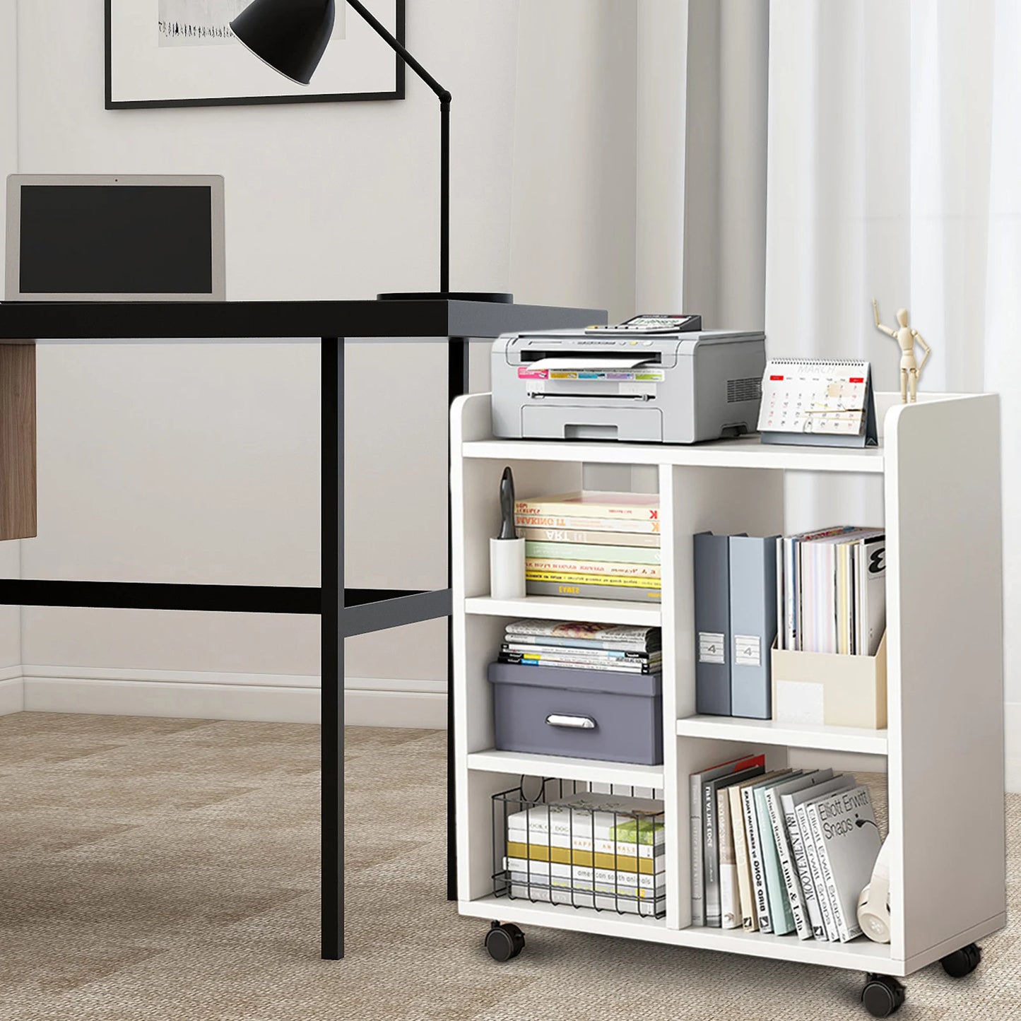 360 Degree Pulley Heightening Design File Cabinet Multi Compartments Open File Storage Shelf Living Room Storage Holder Lattice