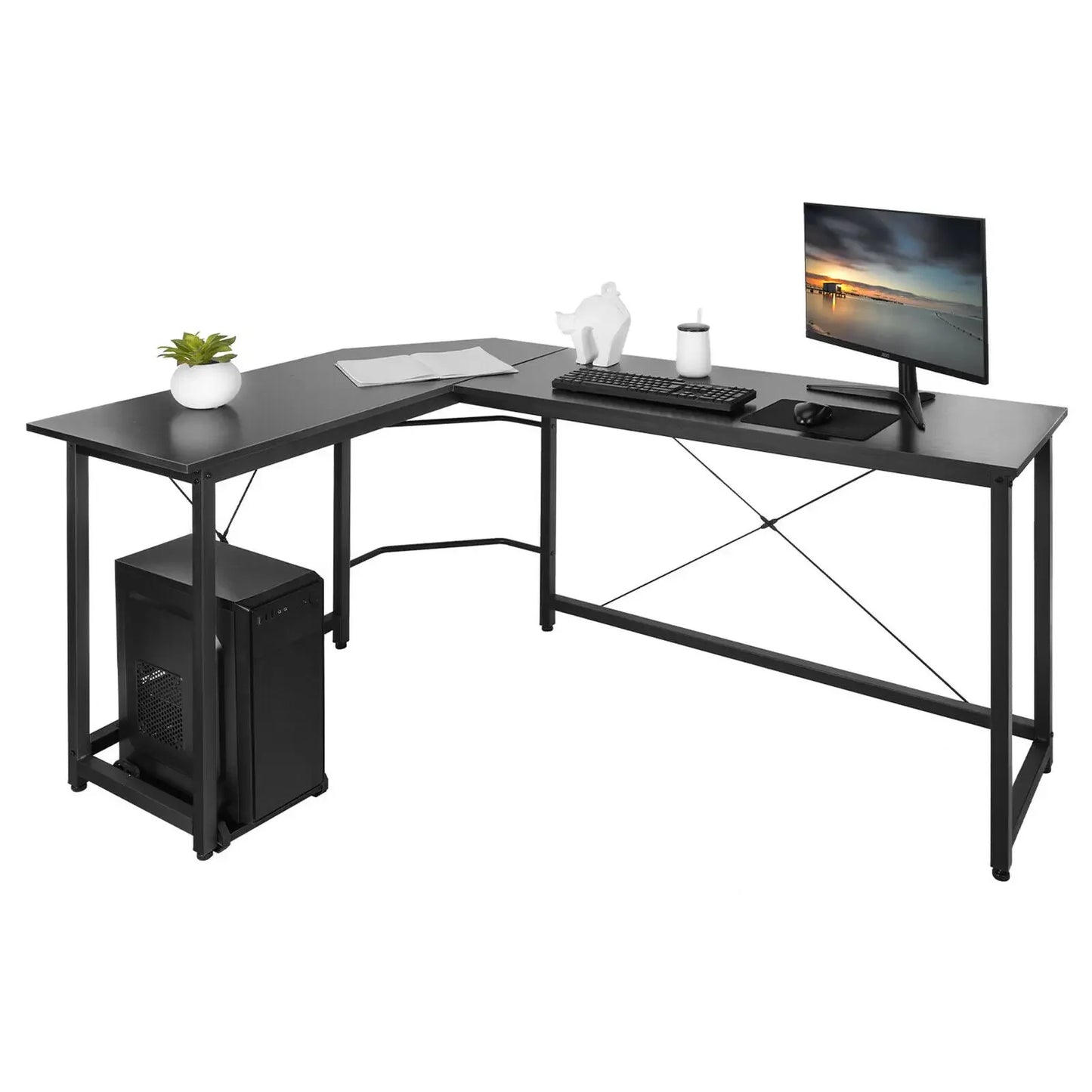 Homfa 66"(176cm) L Shape Desk Computer Gaming Laptop Desk Home Office Corner Workstation Table Study Desk 190cm x 120cm x 75cm