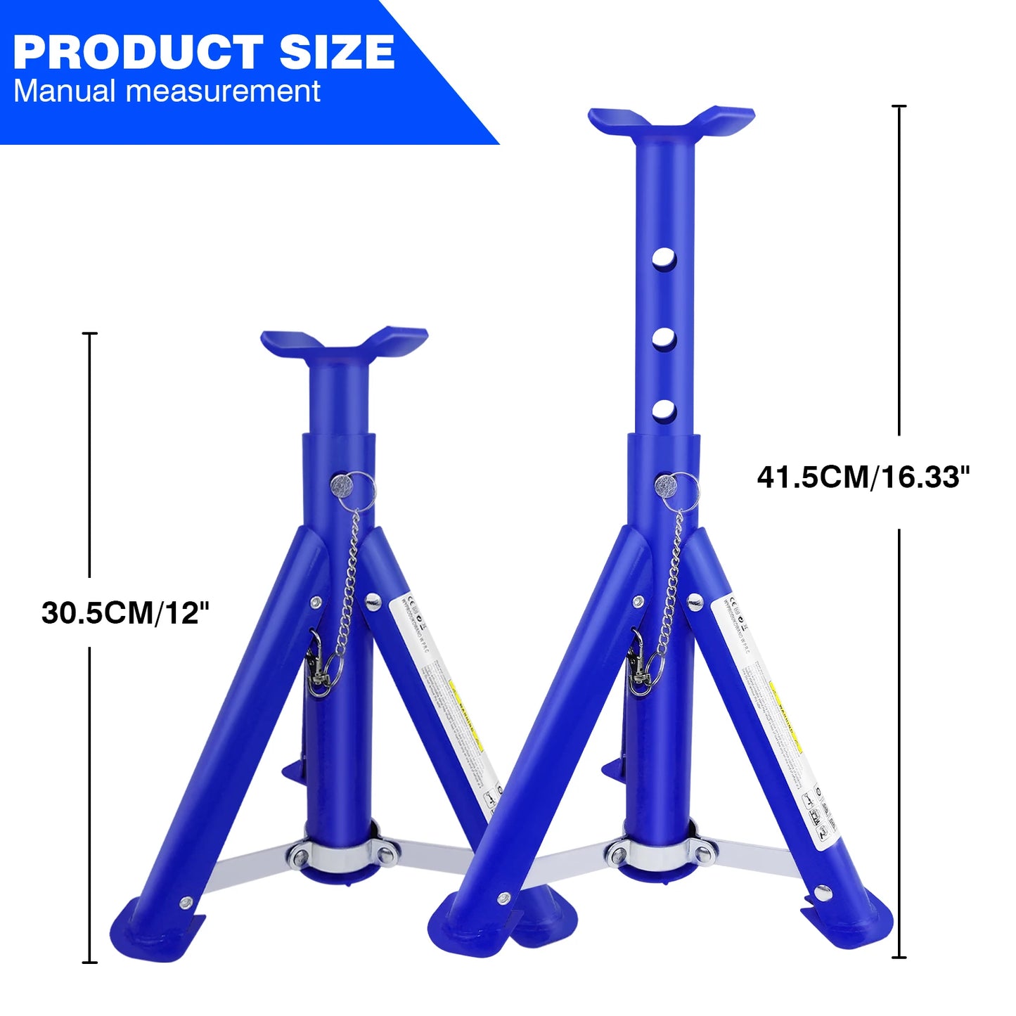 Foldable 3-Ton Heavy Duty Car Axle Jack Stand Repairing Tool Safety Support Auto Repair Disassembly Lifting 290mm to 408mm 2PCS