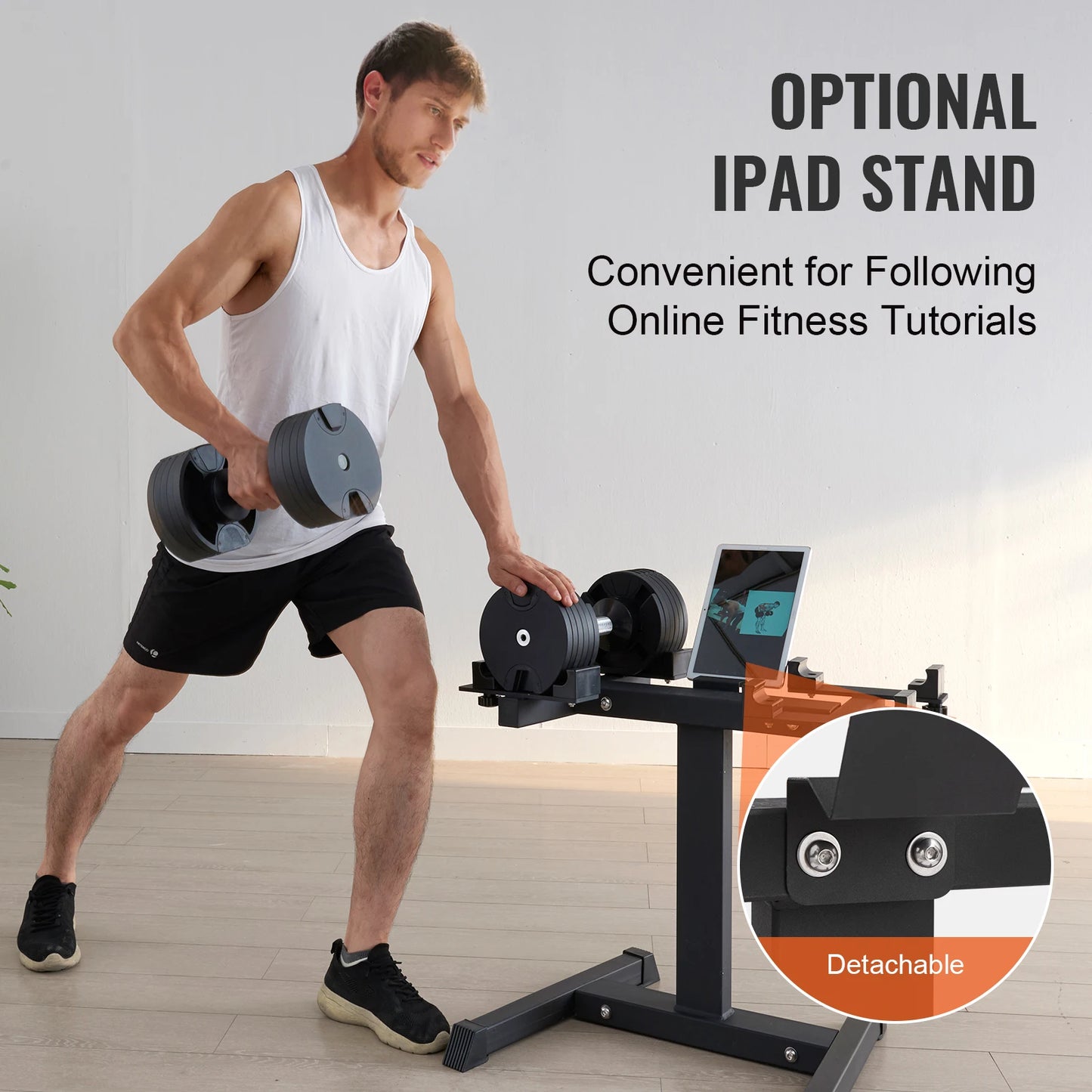Adjustable Dumbbell Stand Home Fitness Rack and Stand with Media Holder Safe and Convenient Perfect for Home Gym Strength Training