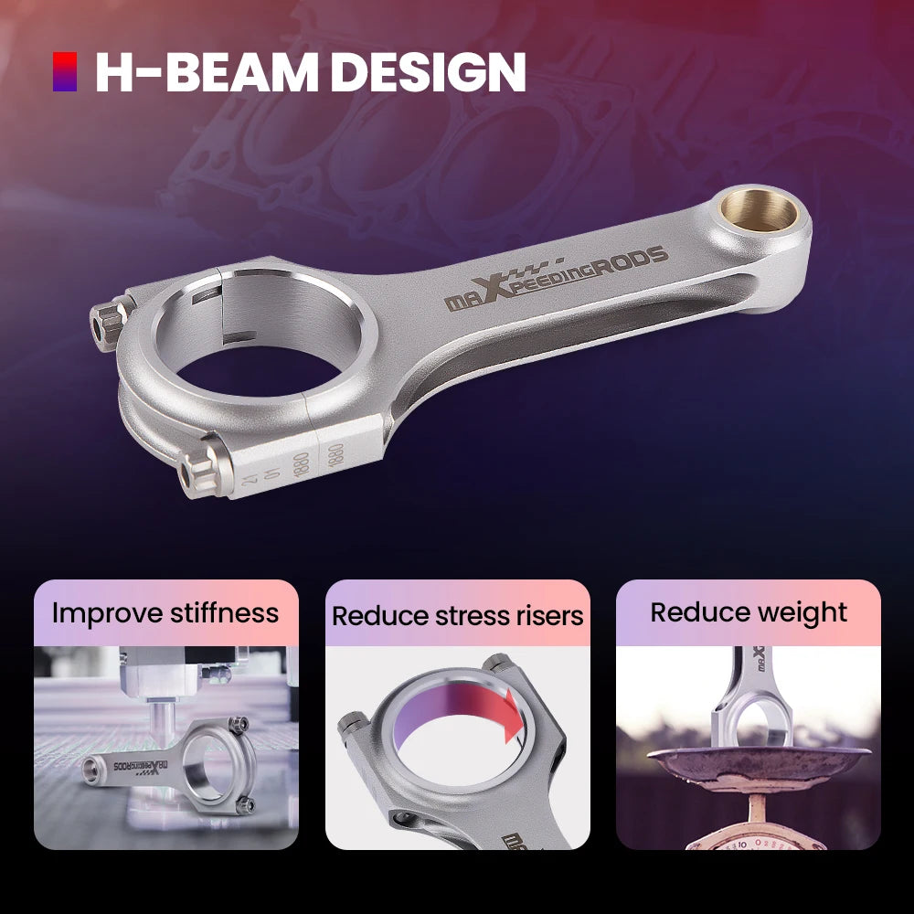 4340 Conrod Connecting Rods For Audi S3 A4 TT 1.8T VW Golf Pleuel Bielle EN24 Forged H-Beam for 1.8T 20mm pin TUV Rod Piston