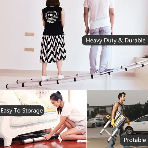 8.5FT/2.6M Multi-Purpose Folding Telescopic Ladder for Decorating Painting Indoor Outdoor,Extendable Portable Loft Ladder 150kg