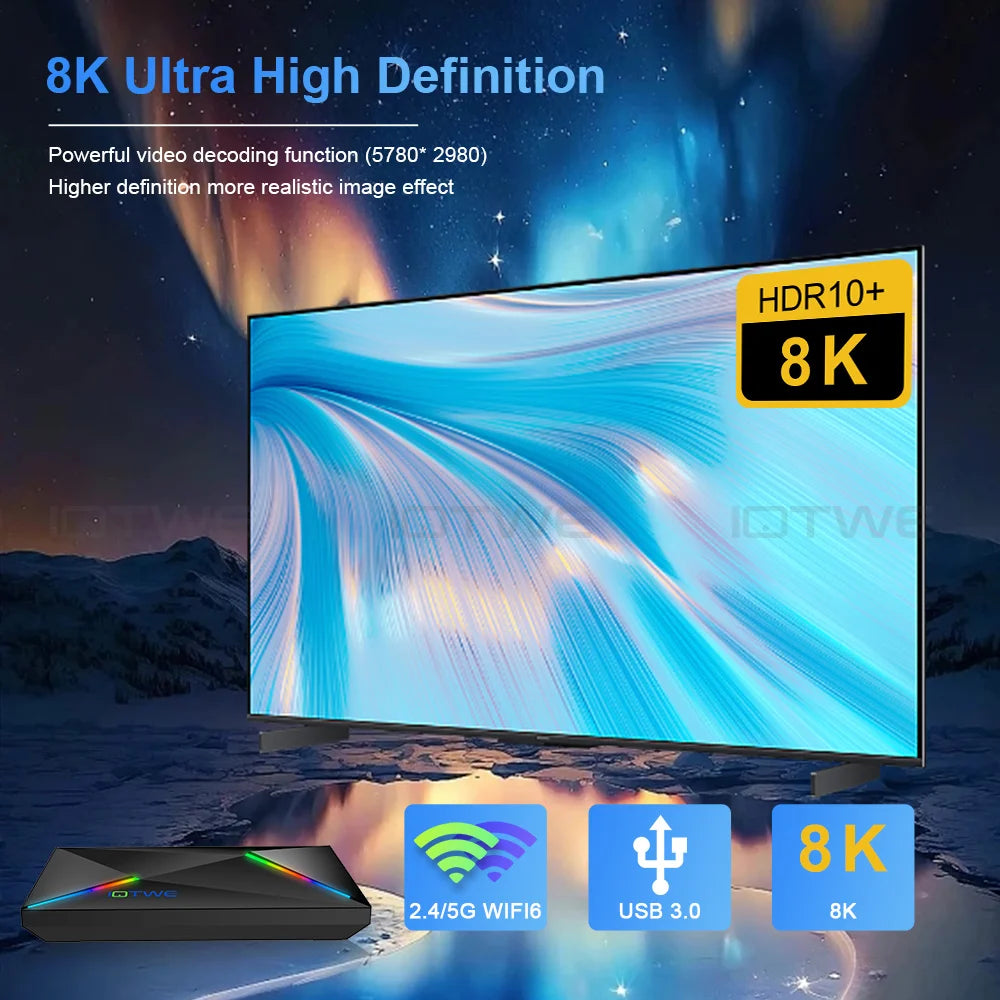 New Smart TV BOX Android 14.0 WIFI6 64GB 4GB HDMI Media Player Octa Core Buletooth 5.0