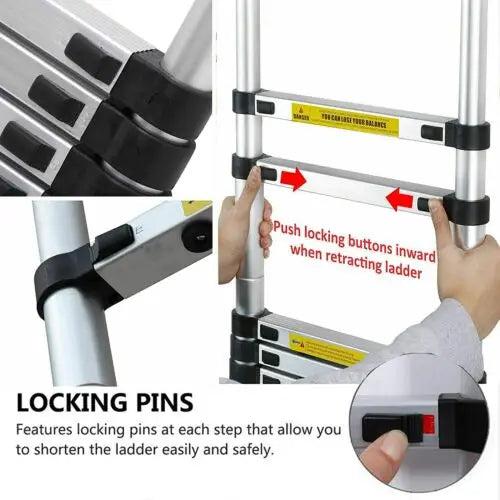 8.5FT/2.6M Multi-Purpose Folding Telescopic Ladder for Decorating Painting Indoor Outdoor,Extendable Portable Loft Ladder 150kg