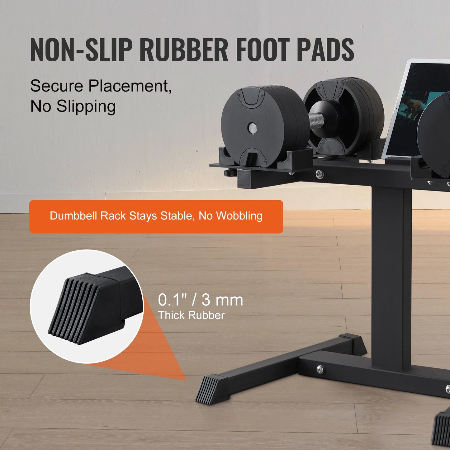 Adjustable Dumbbell Stand Home Fitness Rack and Stand with Media Holder Safe and Convenient Perfect for Home Gym Strength Training