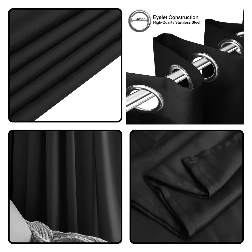 1PC 90% Blackout Curtain for Bedroom Living Room Window Screen Thermal Insulated Light Reducing Shade Drapes