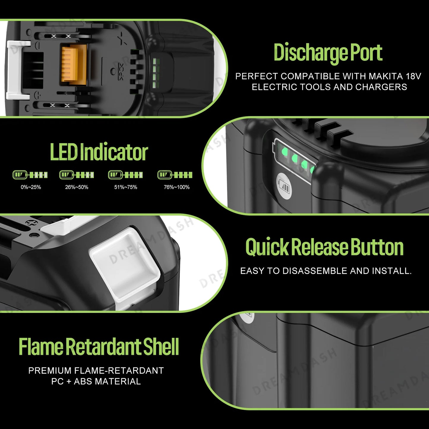 For Makita 18V Power Tools Lithium Battery BL1860 18V 6000mAh For Makita Tools Replace Battery BL1830 18V 3000mAh