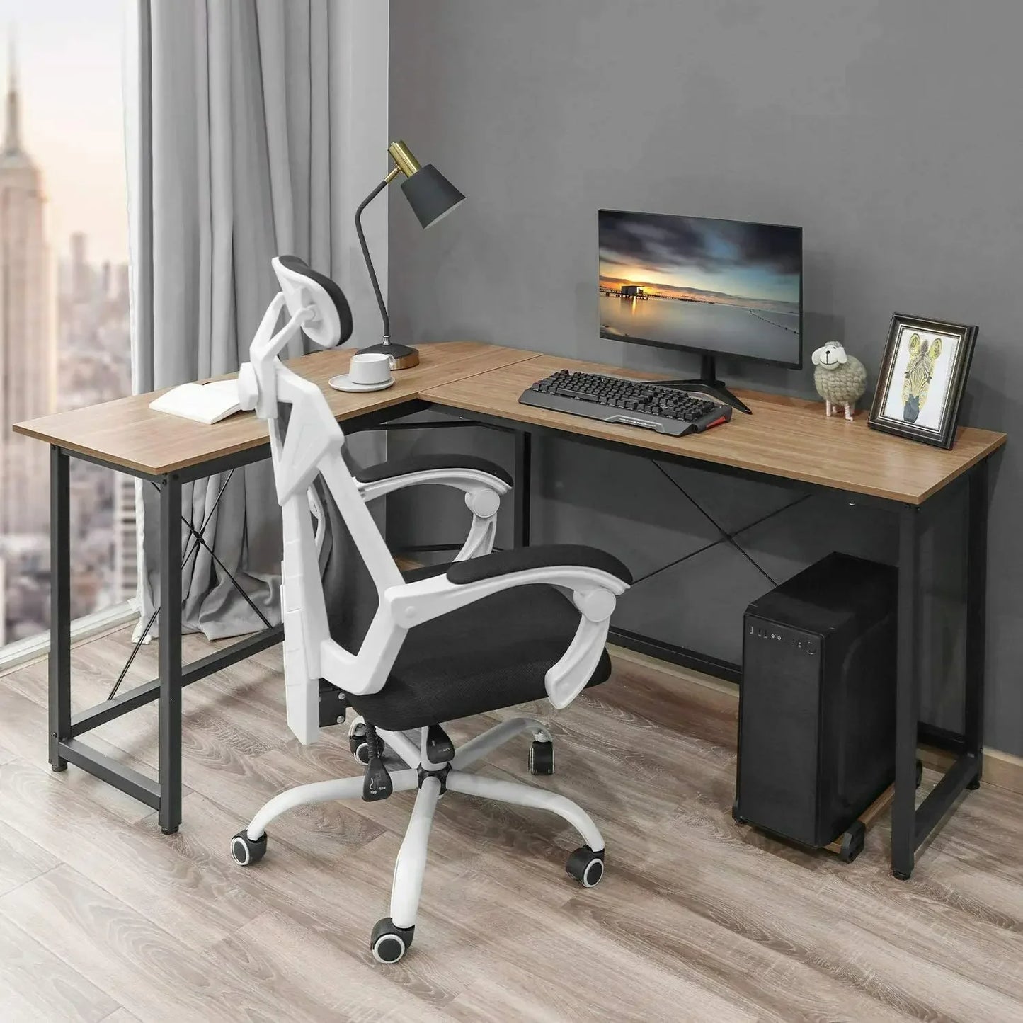 Homfa 66"(176cm) L Shape Desk Computer Gaming Laptop Desk Home Office Corner Workstation Table Study Desk 190cm x 120cm x 75cm