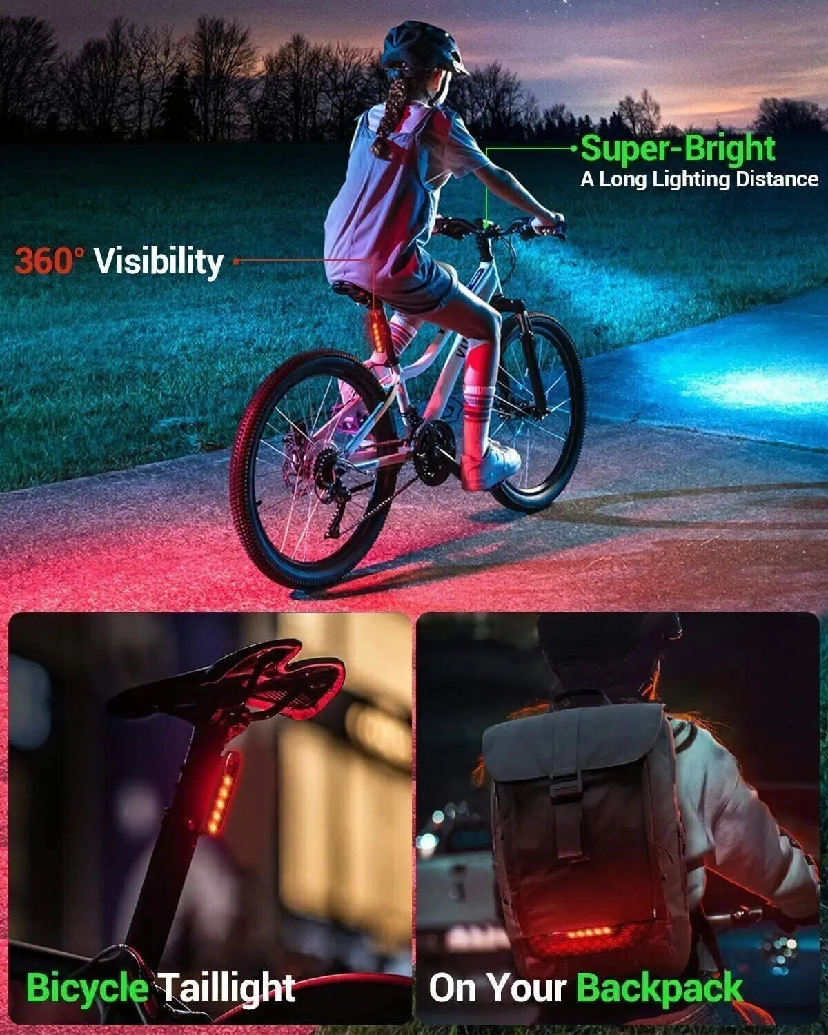 Mountain Bike Lights USB Rechargeable Bicycle T6 LED Torch Front Rear Lamp Set