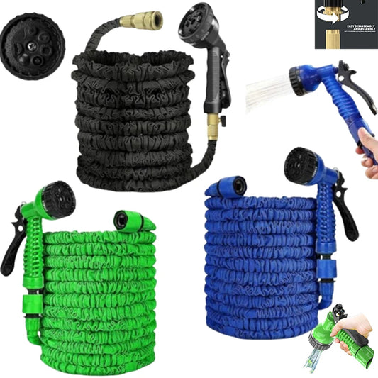 Expandable Garden Hose Water Gun 7 Spray Modes Leak-Proof Kink-Free Lightweight Magic Hose for Watering Washing Cleaning