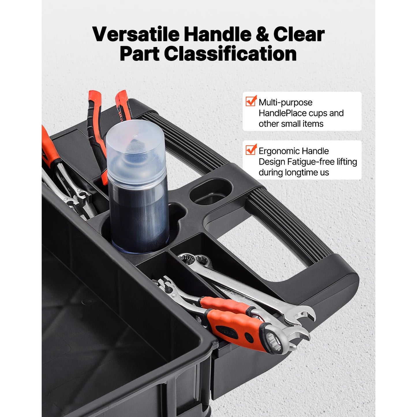 VEVOR 2/3 Shelf Utility Service Cart Heavy Duty with 360° Swivel Wheels Ergonomic Storage Handle for Warehouse/Garage/Cleaning