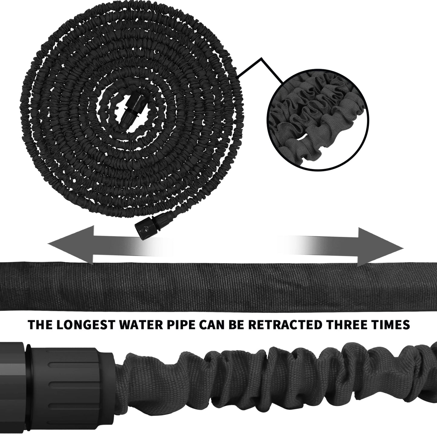 Expandable Garden Hose Water Gun 7 Spray Modes Leak-Proof Kink-Free Lightweight Magic Hose for Watering Washing Cleaning